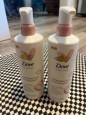 2 Big Bottles of Dove Body Love Hyper-Reactive Skin Balance Body Cleanser